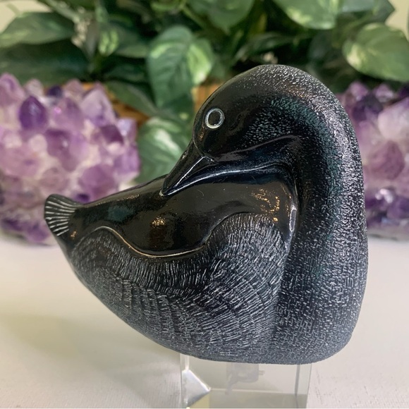 Aardik Collection Carved Black Soapstone Loon/Duck Bird Vintage 1972 Canada 4.25 - Picture 3 of 15
